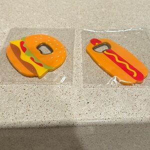 Hot Dog and Hamburger Novelty Bottle Openers